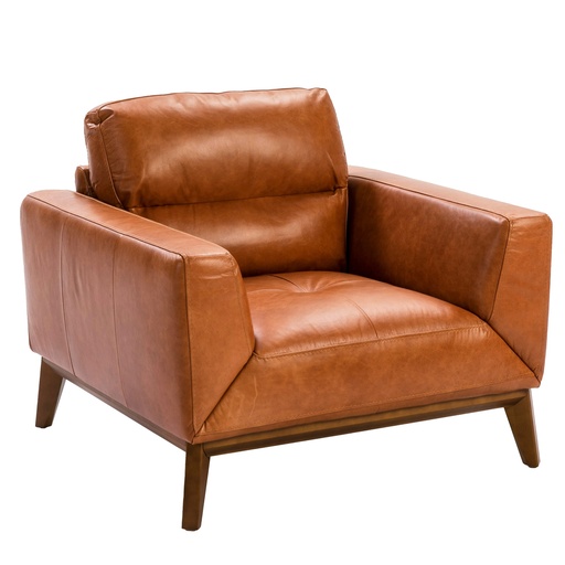 [5036] Brown leather armchair