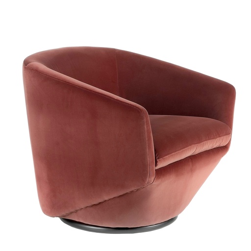 [5041] Perzik fluwelen draaifauteuil