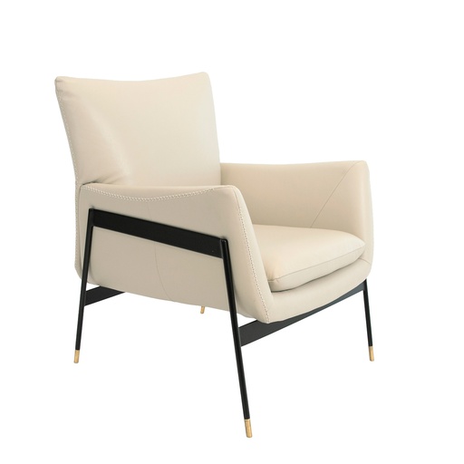 [5042] Parelgrijs leren fauteuil