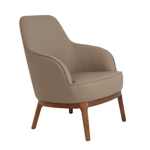 [5043] Fauteuil in taupegrijs leatherette