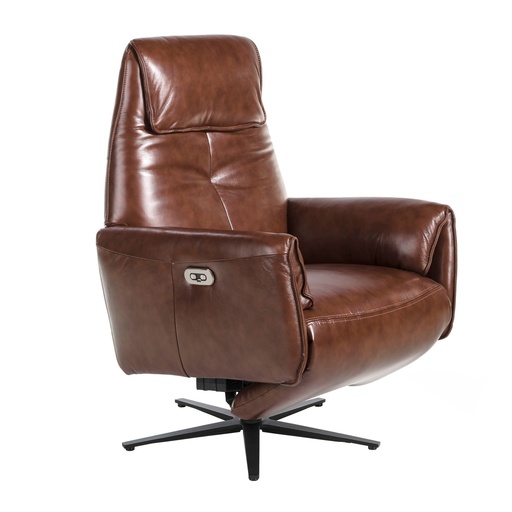 [5056] Chocoladebruine leren draaifauteuil