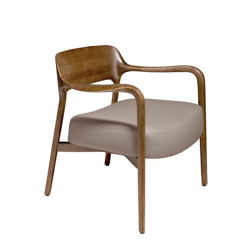 [5082] Walnoot en mink eco-lederen fauteuil