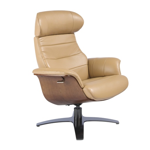[5087] Sand leren draaibare fauteuil