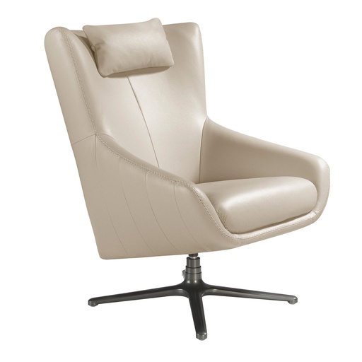 [5090] Grijs taupe leren draaifauteuil