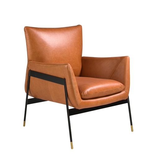[5091] Bruine leren fauteuil