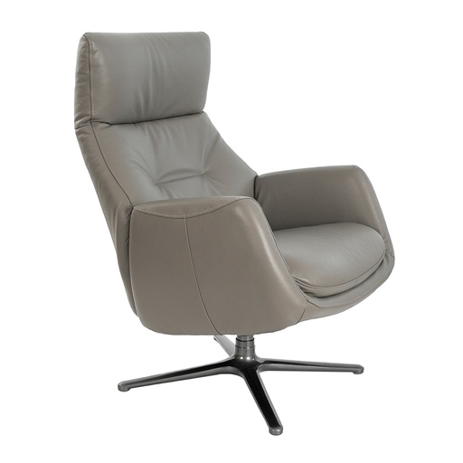 [5092] Donkergrijs leren draaifauteuil