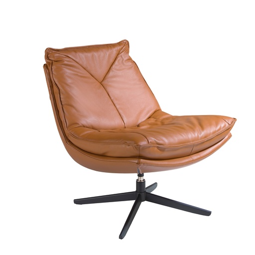 [5096] Bruine leren draaifauteuil