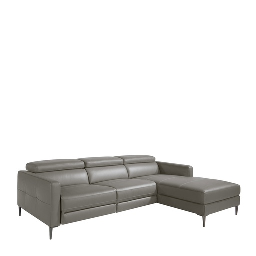 [6126] Relax chaise longue rechts bank in donkergrijs leer