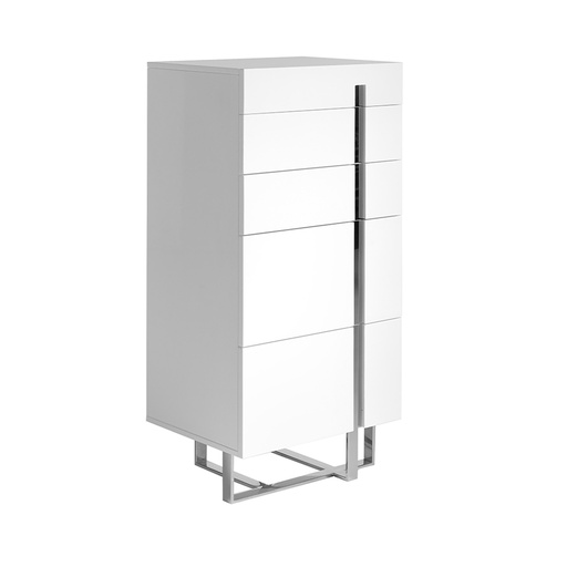 [7018] Chiffonier wit hout en verchroomd staal