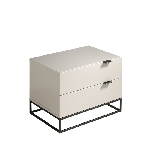 [7004] Nočna omarica iz sivega lesa in črnega jekla