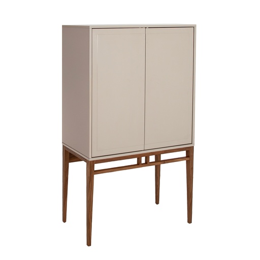 [3073] Beige and walnut high sideboard