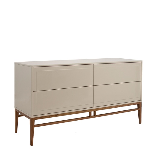 [3074] Beige and walnut wood sideboard