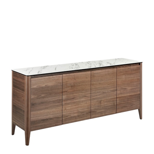 [3080] Sideboard aus Nussbaum mit Keramikmarmorplatte