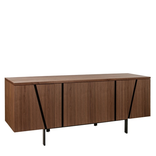 [3124] Credenza noce e acciaio nero