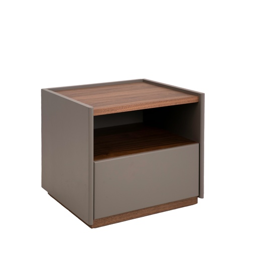 [7116] Grey wood and walnut bedside table