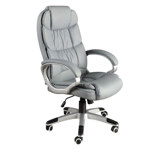 [4154] Swivel office chair in grey leatherette