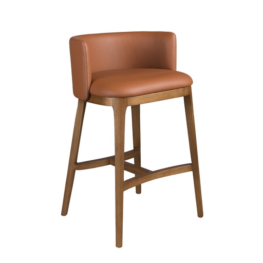 [4158] Tabouret en simili cuir marron