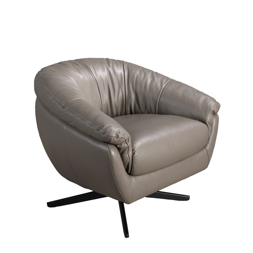 [5138] Fauteuil pivotant en cuir gris