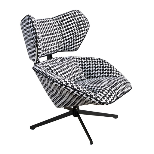 [5142] Zwart witte stoffen draaifauteuil