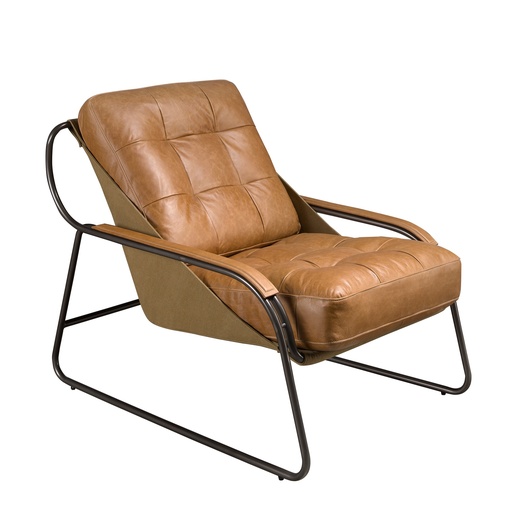 [5155] Bruine leren fauteuil