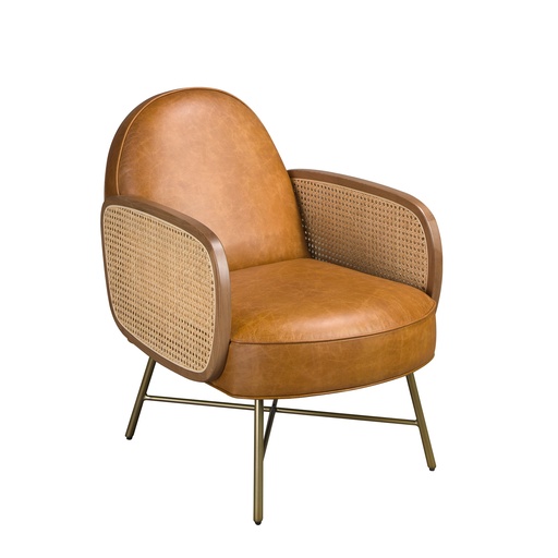 [5162] Fauteuil en cuir marron