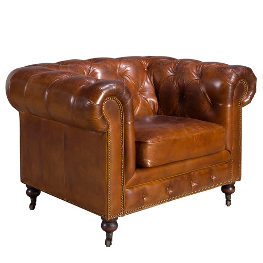 [5167] Cognacbrauner Ledersessel Chester