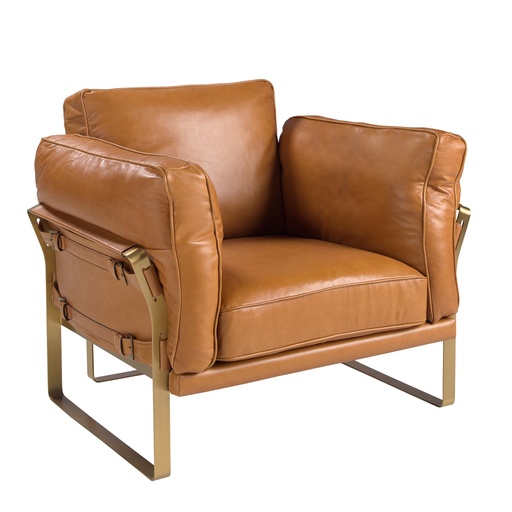 [5169] Camel leren fauteuil