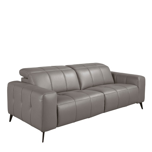 [6210] 3-sitziges Relaxsofa in Leder grau