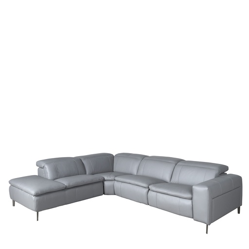 [6218] Sofá relax chaise longue esquerdo em pele cinzenta