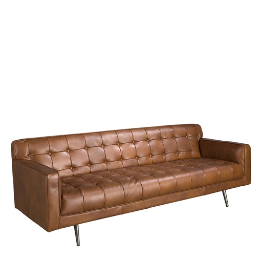 [6225] Chester 3-Sitzer-Sofa aus dunkelbraunem Leder