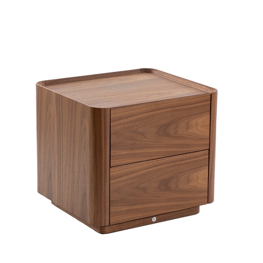 [7165] Walnut bedside table with lighting