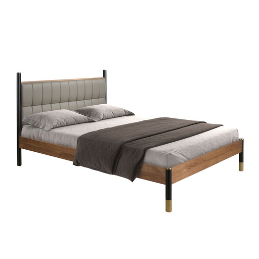 [7169] Cama em pele cinzenta escura