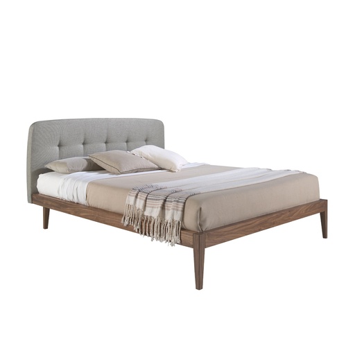 [7177] Grijs gestoffeerd bed