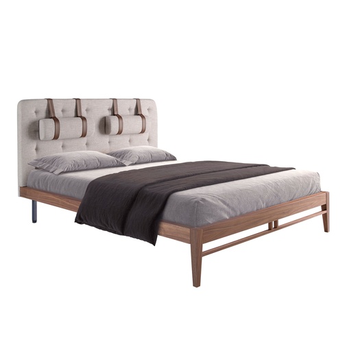 [7179] Cama tufada em tecido cinzento