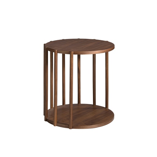 [2039] Ronde walnoten hoektafel