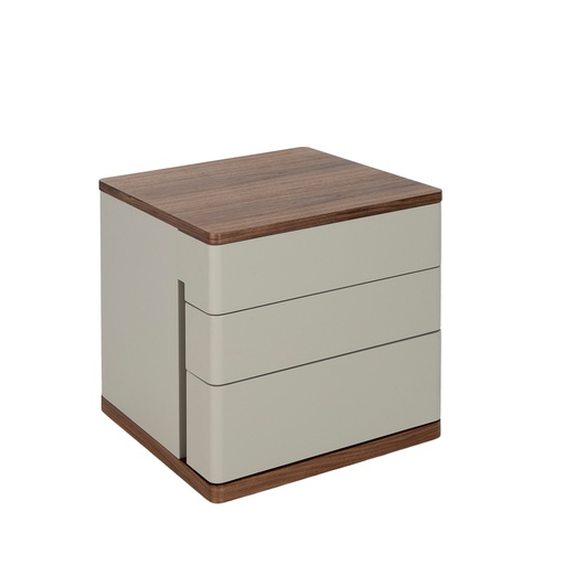 [7166] Grey wood and walnut bedside table