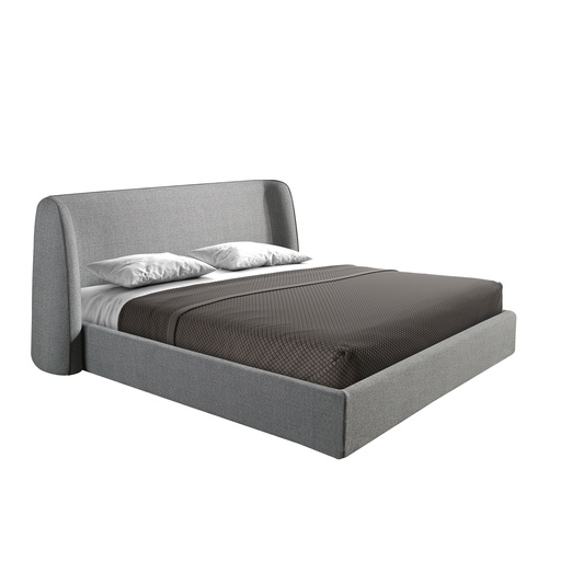 [7145] Cama em tecido cinzento escuro