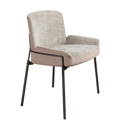 [4171] Chaise en tissu gris et velours marron