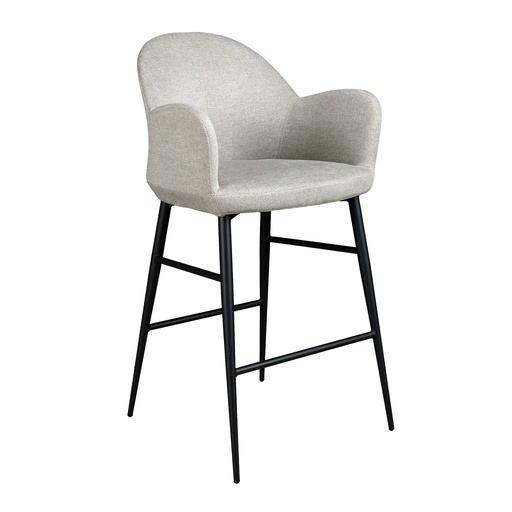 [4174] Tabouret en tissu gris clair