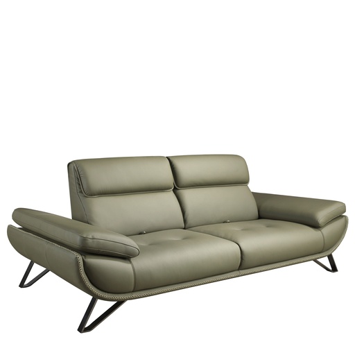 [6245] Canapé 3 places en cuir vert olive