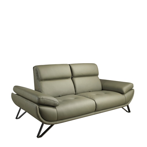 [6246] 2-Sitzer-Sofa aus olivgrünem Leder