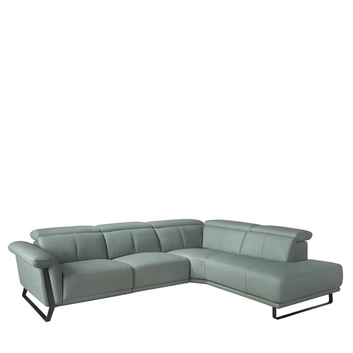 [6252] Right chaise longue relax sofa in turquoise green leather