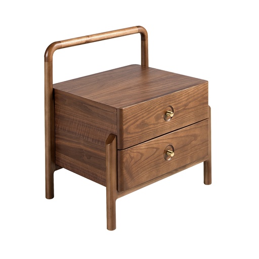 [7195] Walnut bedside table