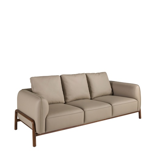 [6257] Sofa 2-osobowa, skóra w kolorze mink