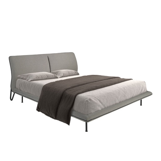 [7221] Bett aus dunkelgrauem Stoff