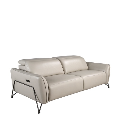 [6264] 3-osobowa sofa relaksacyjna w piaskowej skórze