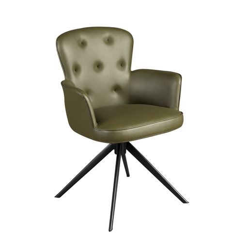 [4192] Dark green leatherette swivel chair