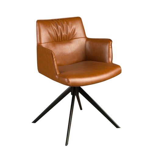 [4193] Cognac brown leatherette swivel chair