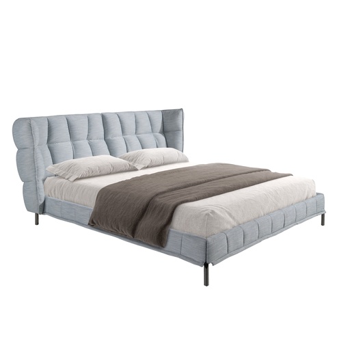 [7211] Light bluish-grey fabric bed